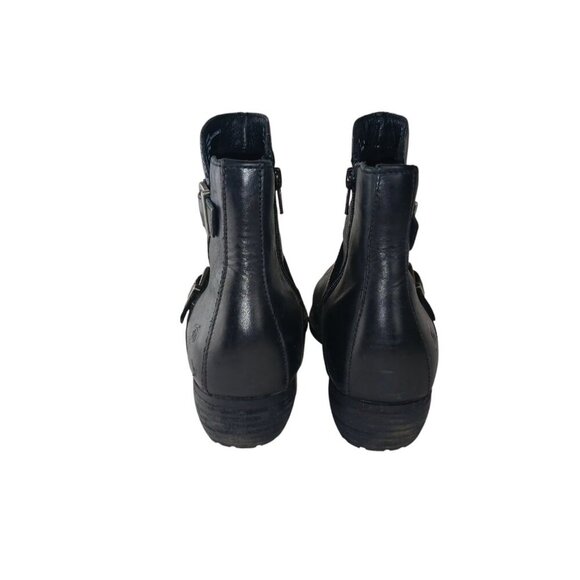 Born Womens Boot Size 8 Short Western Bootie Black Leather Strap Buckles - Picture 4 of 13